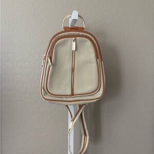 Valentina leather Cream and Tan Leather back pack Bag
